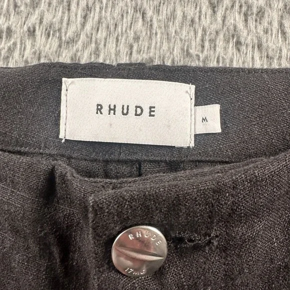 Rhude Pants Mens M‎ Black Linen Cargo Pocket Drawstring Ankle Utility Trousers